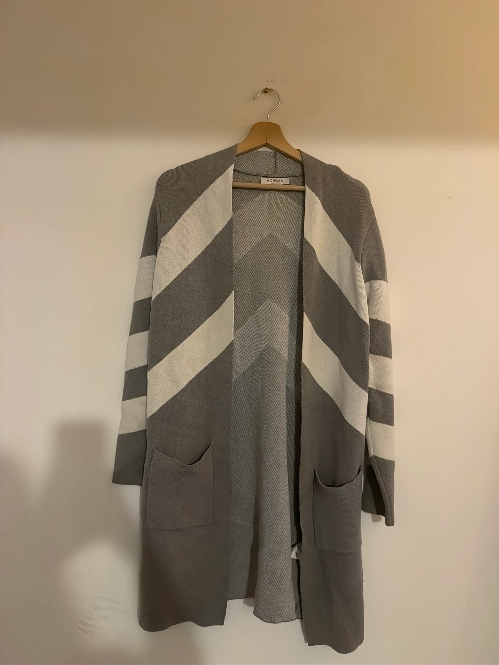 Gilet long gris blanc Morgan S très bon état 